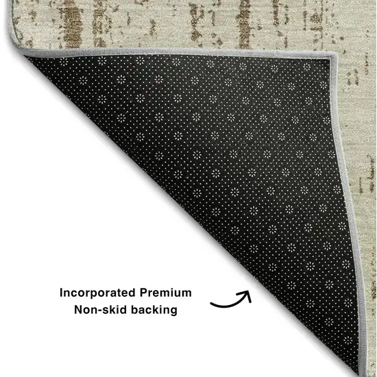 Brown And Ivory Striped Washable Area Rug With UV Protection Photo 4