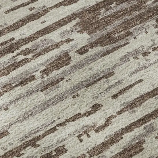 Brown And Ivory Striped Washable Area Rug With UV Protection Photo 8