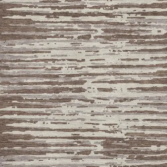 Brown And Ivory Striped Washable Area Rug With UV Protection Photo 3