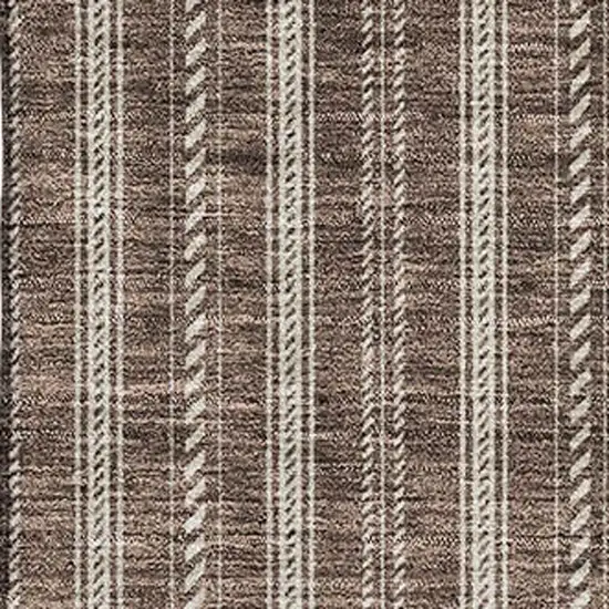 Brown And Ivory Striped Washable Area Rug With UV Protection Photo 2