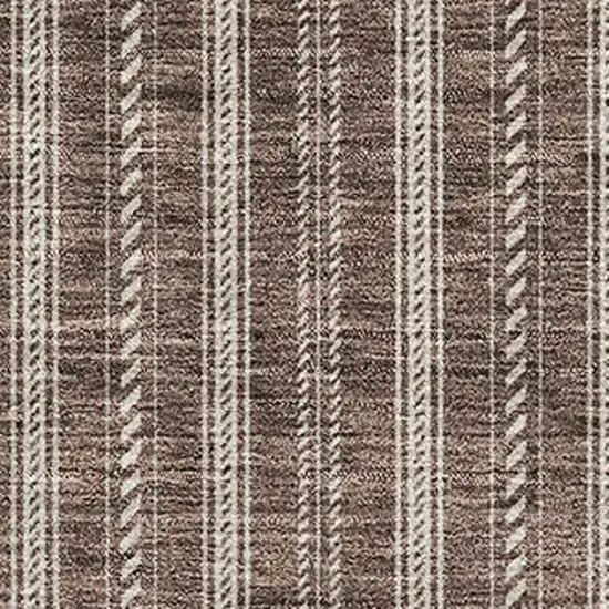 Brown And Ivory Striped Washable Area Rug With UV Protection Photo 2