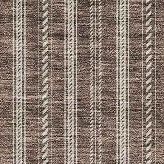 Brown And Ivory Striped Washable Area Rug With UV Protection Photo 2