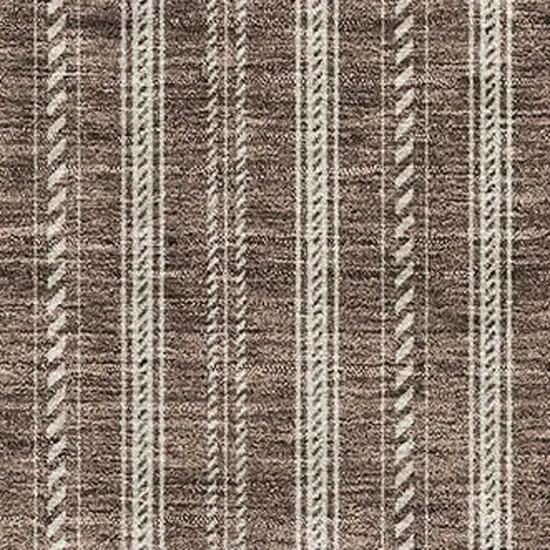 Brown And Ivory Striped Washable Area Rug With UV Protection Photo 2