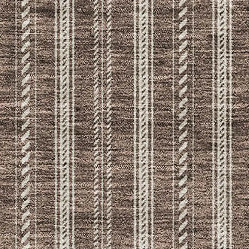 Brown And Ivory Striped Washable Area Rug With UV Protection Photo 2