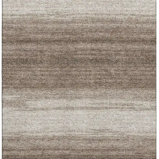 Brown And Ivory Striped Washable Area Rug With UV Protection Photo 3