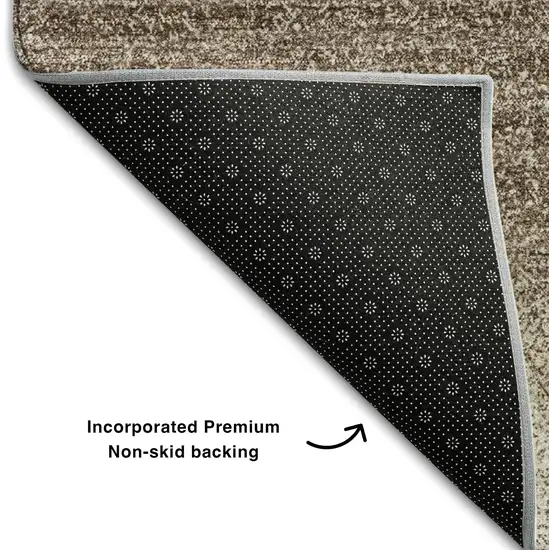 Brown And Ivory Striped Washable Area Rug With UV Protection Photo 6