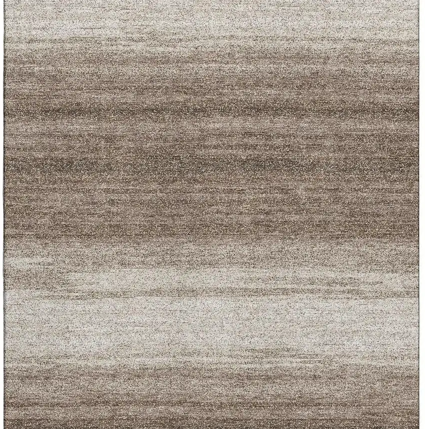 Brown And Ivory Striped Washable Area Rug With UV Protection Photo 3