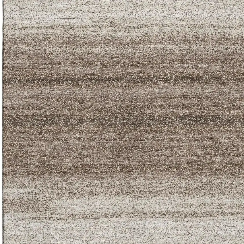 Brown And Ivory Striped Washable Area Rug With UV Protection Photo 2