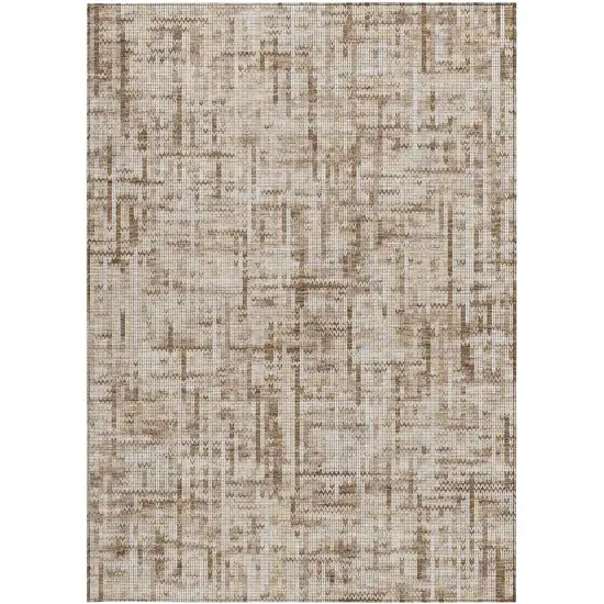 Brown And Ivory Striped Washable Indoor Outdoor Area Rug Photo 3