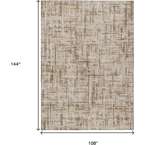 Brown And Ivory Striped Washable Indoor Outdoor Area Rug Photo 8