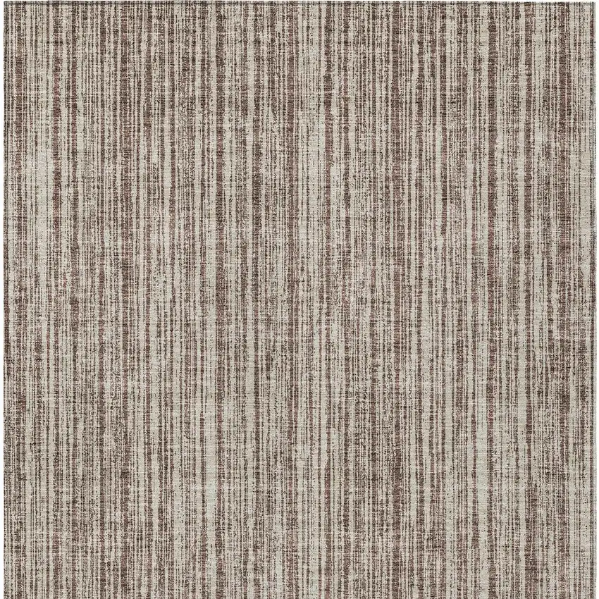 Brown And Ivory Striped Washable Indoor Outdoor Area Rug Photo 5
