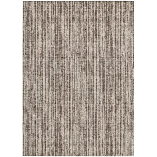 Brown And Ivory Striped Washable Indoor Outdoor Area Rug Photo 6