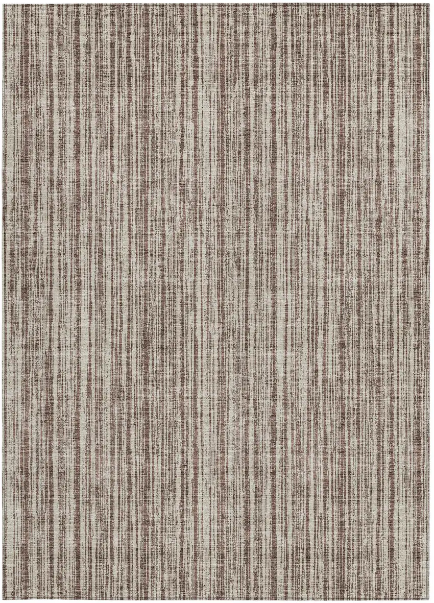 Brown And Ivory Striped Washable Indoor Outdoor Area Rug Photo 6
