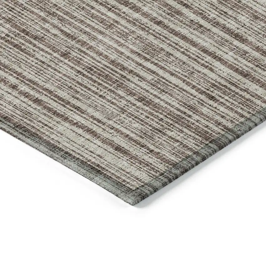 Brown And Ivory Striped Washable Indoor Outdoor Area Rug Photo 4