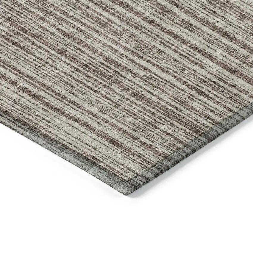 Brown And Ivory Striped Washable Indoor Outdoor Area Rug Photo 4