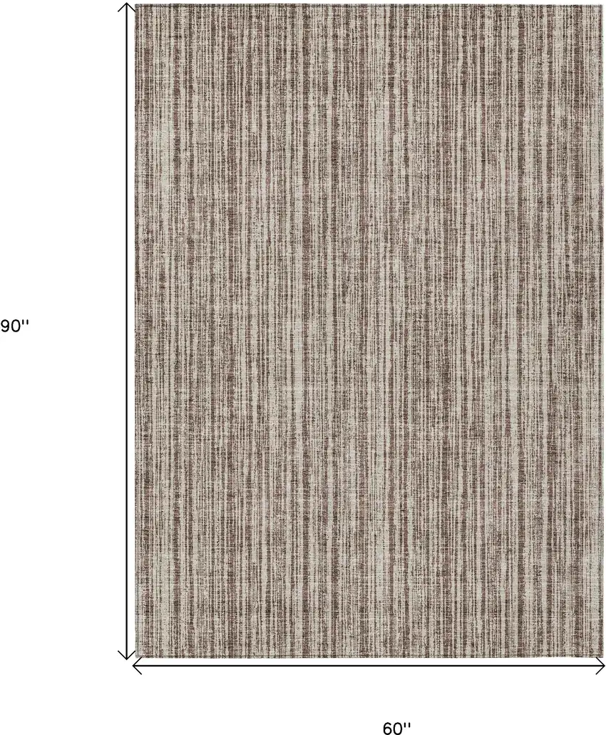 Brown And Ivory Striped Washable Indoor Outdoor Area Rug Photo 3