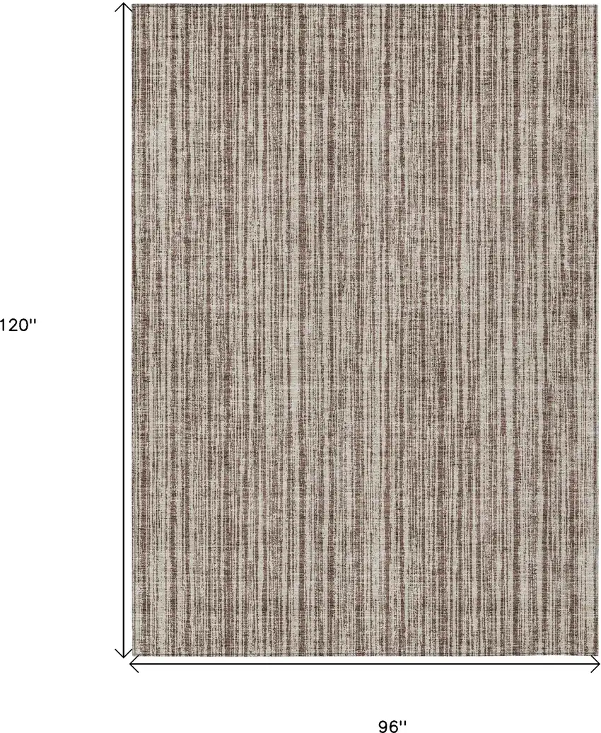 Brown And Ivory Striped Washable Indoor Outdoor Area Rug Photo 3