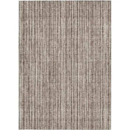 Brown And Ivory Striped Washable Indoor Outdoor Area Rug Photo 4