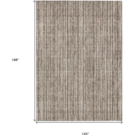 Brown And Ivory Striped Washable Indoor Outdoor Area Rug Photo 3