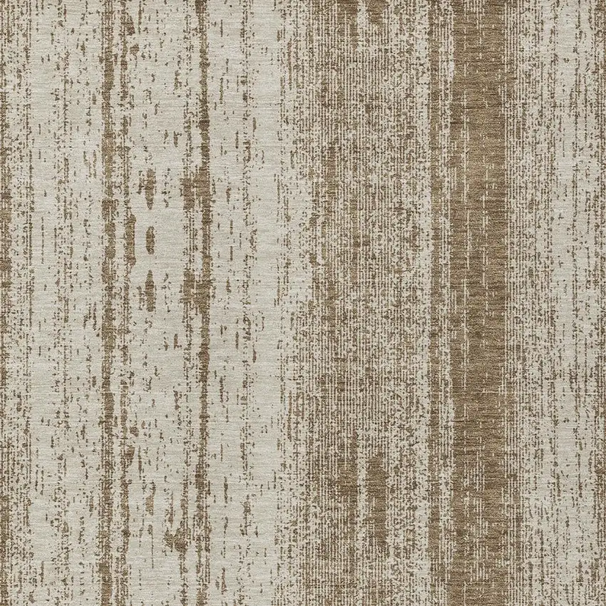 Brown And Ivory Striped Washable Indoor Outdoor Area Rug Photo 6