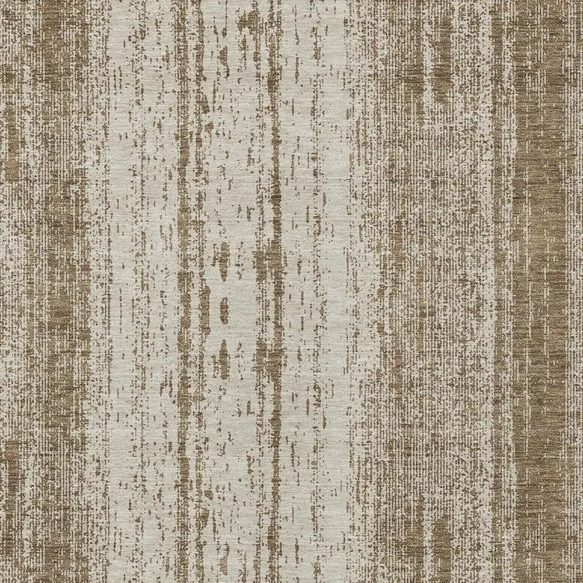 Brown And Ivory Striped Washable Indoor Outdoor Area Rug Photo 6