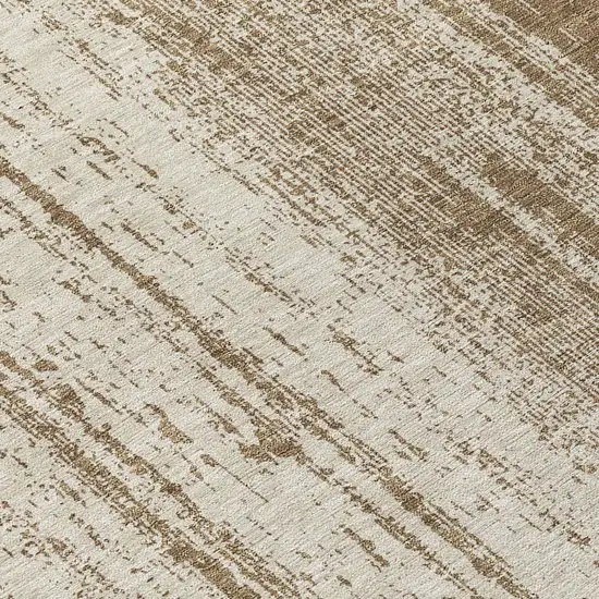 Brown And Ivory Striped Washable Indoor Outdoor Area Rug Photo 7