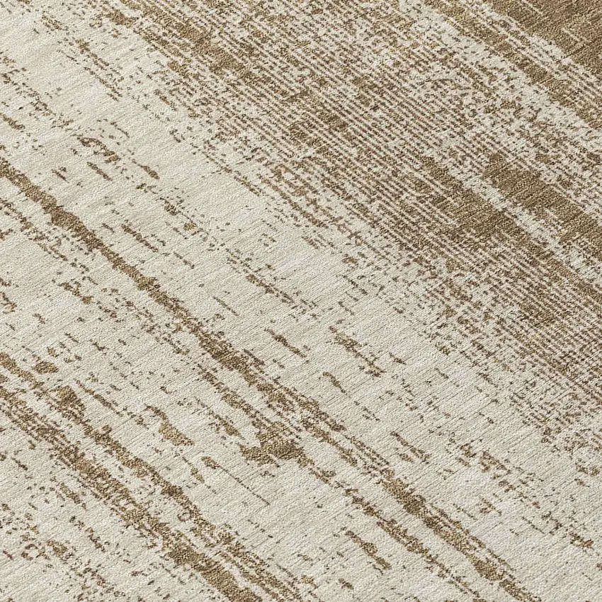 Brown And Ivory Striped Washable Indoor Outdoor Area Rug Photo 8