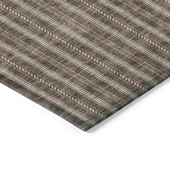 Brown And Ivory Striped Washable Indoor Outdoor Area Rug Photo 4