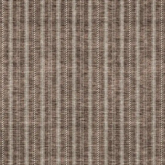 Brown And Ivory Striped Washable Indoor Outdoor Area Rug Photo 5
