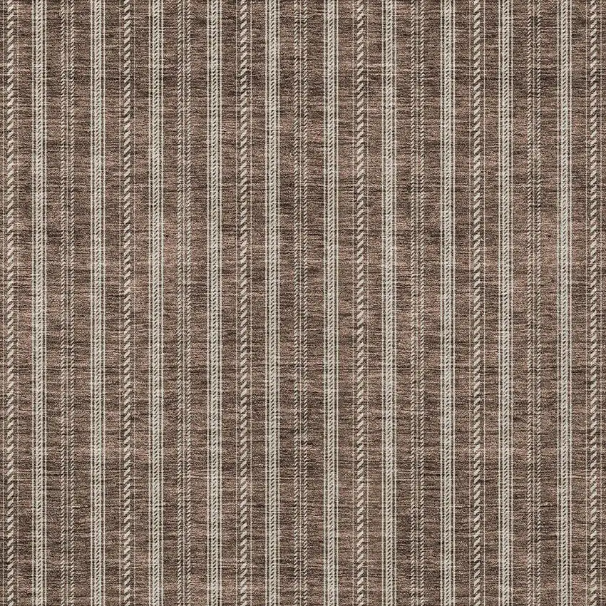 Brown And Ivory Striped Washable Indoor Outdoor Area Rug Photo 5