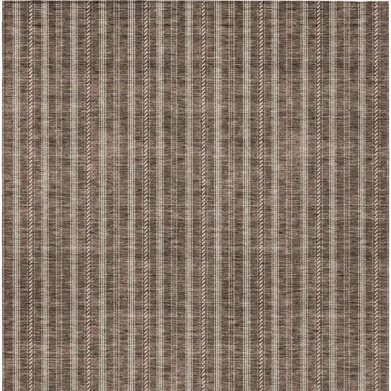Brown And Ivory Striped Washable Indoor Outdoor Area Rug Photo 6