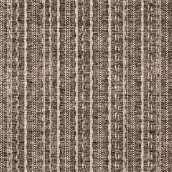 Brown And Ivory Striped Washable Indoor Outdoor Area Rug Photo 5