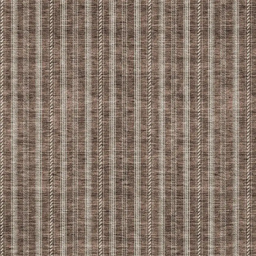 Brown And Ivory Striped Washable Indoor Outdoor Area Rug Photo 5