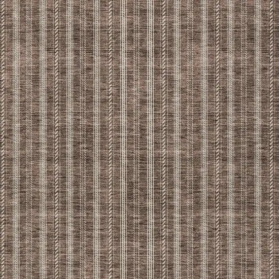 Brown And Ivory Striped Washable Indoor Outdoor Area Rug Photo 5