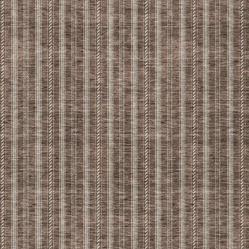 Brown And Ivory Striped Washable Indoor Outdoor Area Rug Photo 5