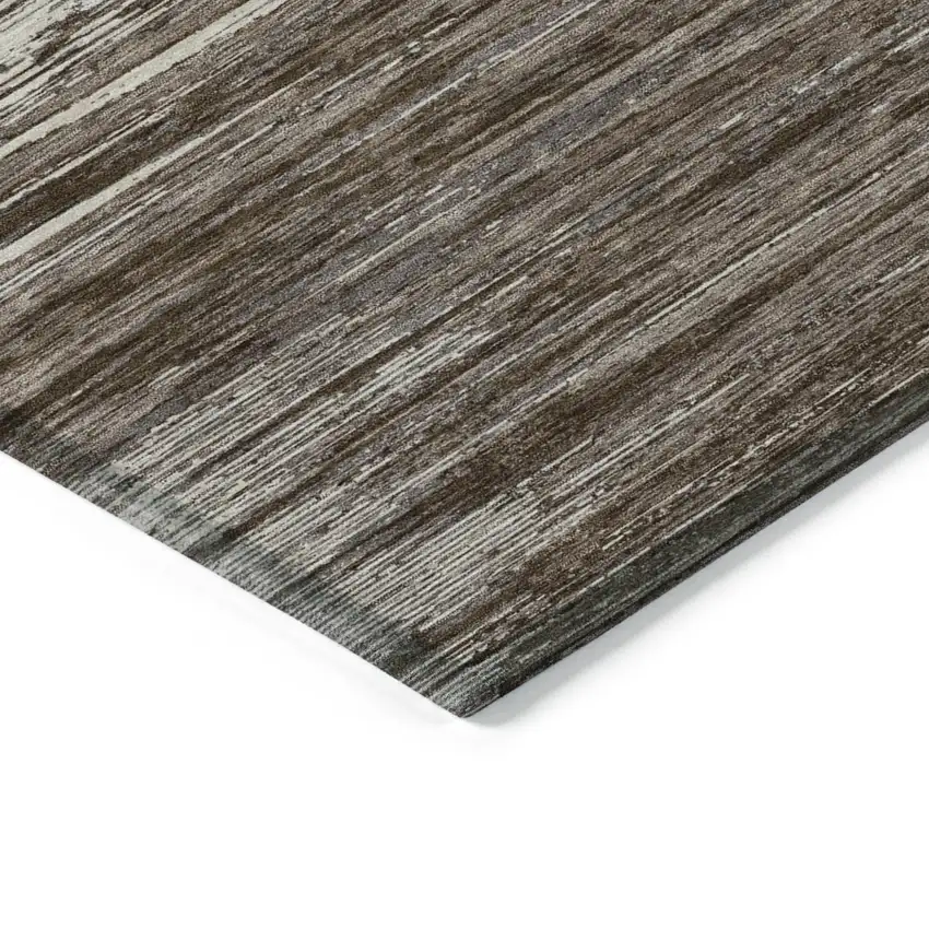 Brown And Ivory Striped Washable Indoor Outdoor Area Rug Photo 5