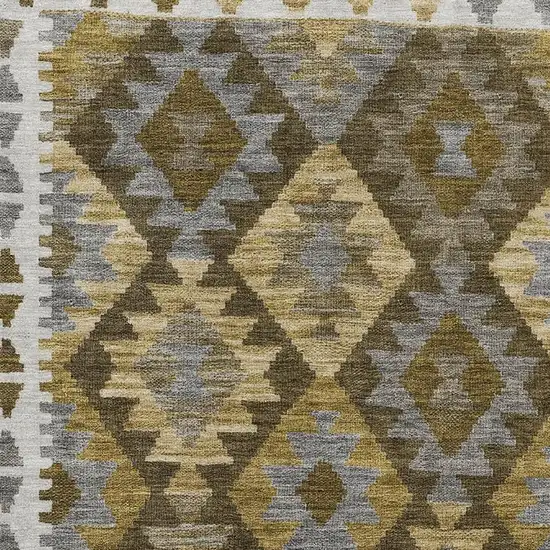 Brown And Ivory Tribal Washable Area Rug With UV Protection Photo 3