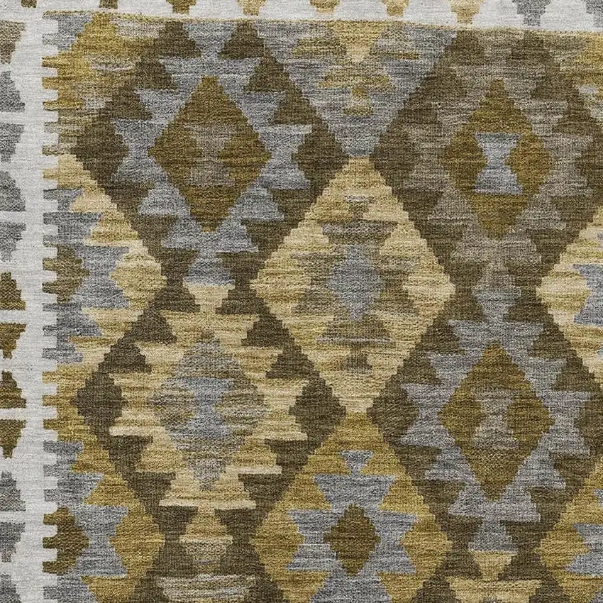 Brown And Ivory Tribal Washable Area Rug With UV Protection Photo 3