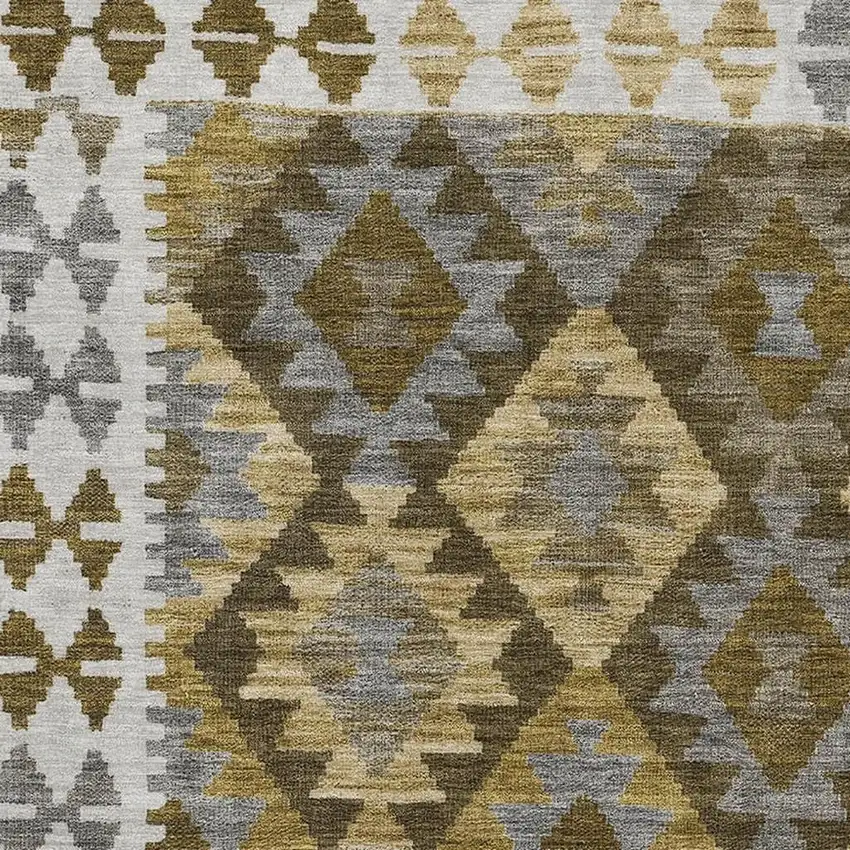 Brown And Ivory Tribal Washable Area Rug With UV Protection Photo 3