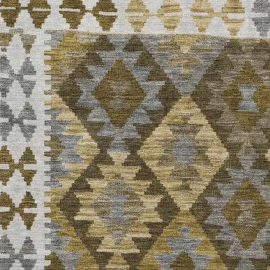 Brown And Ivory Tribal Washable Area Rug With UV Protection Photo 3