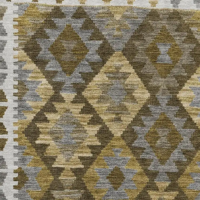 Brown And Ivory Tribal Washable Area Rug With UV Protection Photo 3