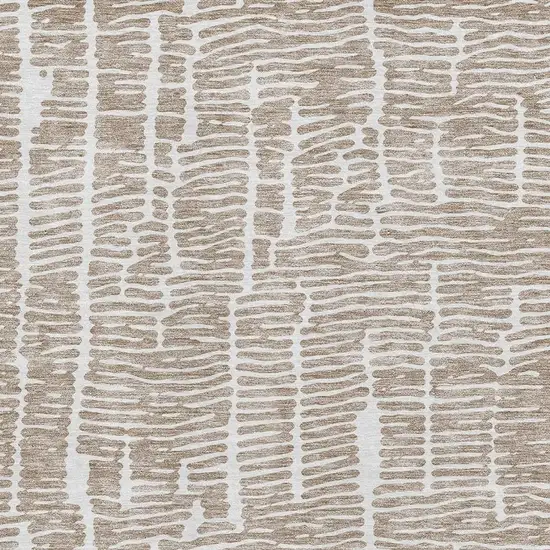 Brown And Ivory Vermicular Washable Area Rug With UV Protection Photo 3