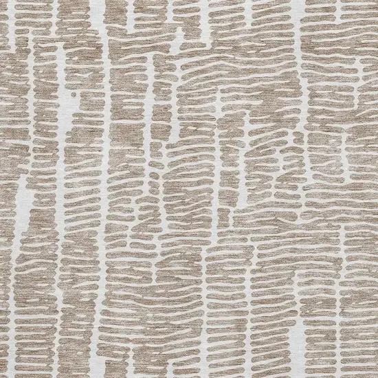 Brown And Ivory Vermicular Washable Area Rug With UV Protection Photo 3