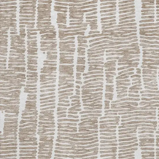 Brown And Ivory Vermicular Washable Area Rug With UV Protection Photo 3