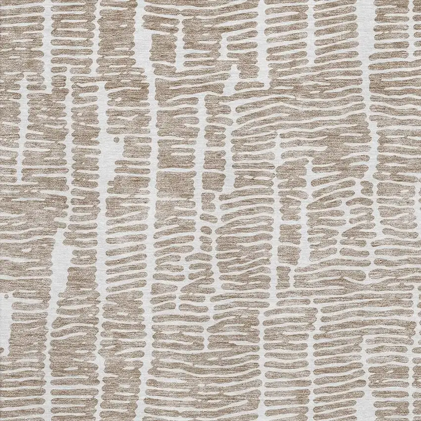 Brown And Ivory Vermicular Washable Area Rug With UV Protection Photo 3