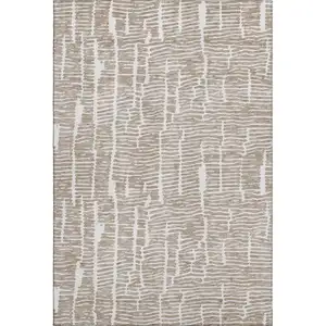 Photo of Brown And Ivory Vermicular Washable Area Rug With UV Protection