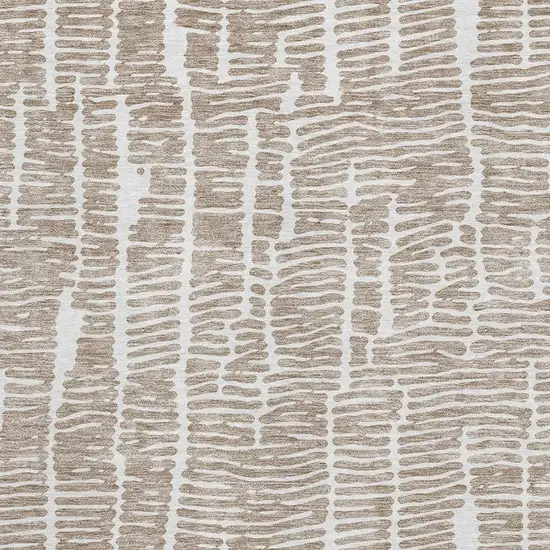 Brown And Ivory Vermicular Washable Area Rug With UV Protection Photo 3