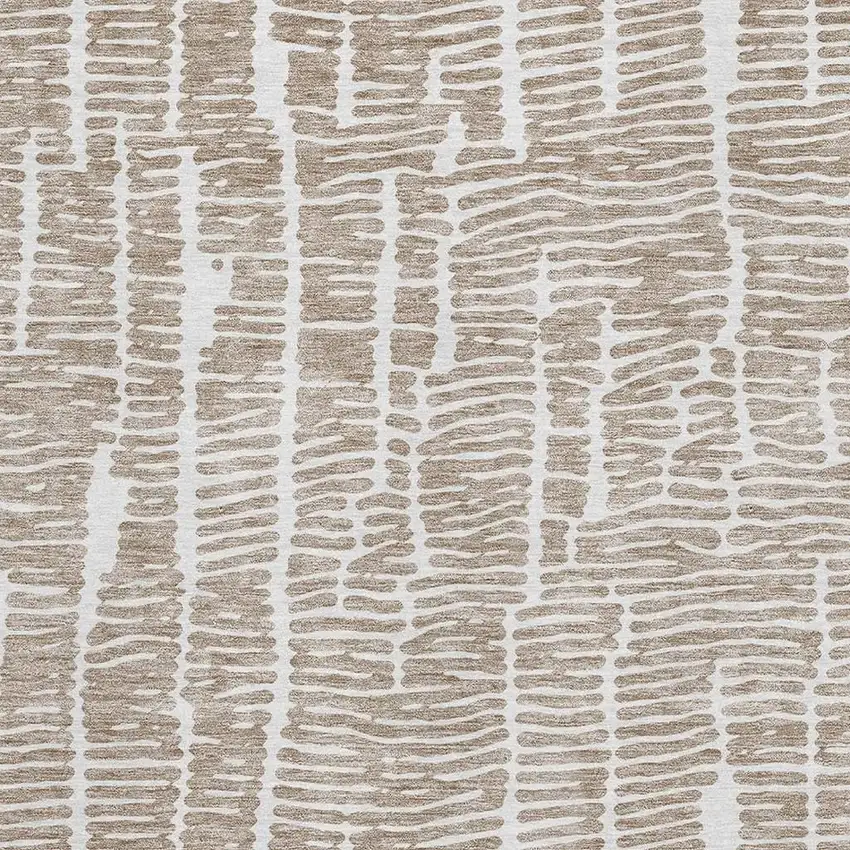 Brown And Ivory Vermicular Washable Area Rug With UV Protection Photo 3