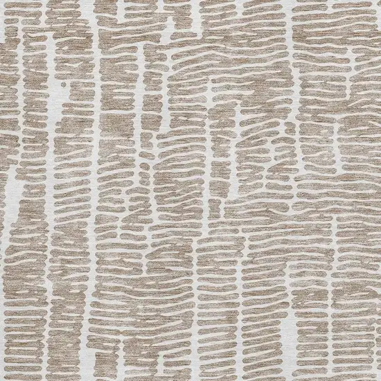 Brown And Ivory Vermicular Washable Area Rug With UV Protection Photo 3