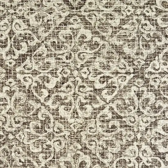 Brown And Ivory Wool Floral Hand Tufted Area Rug Photo 7